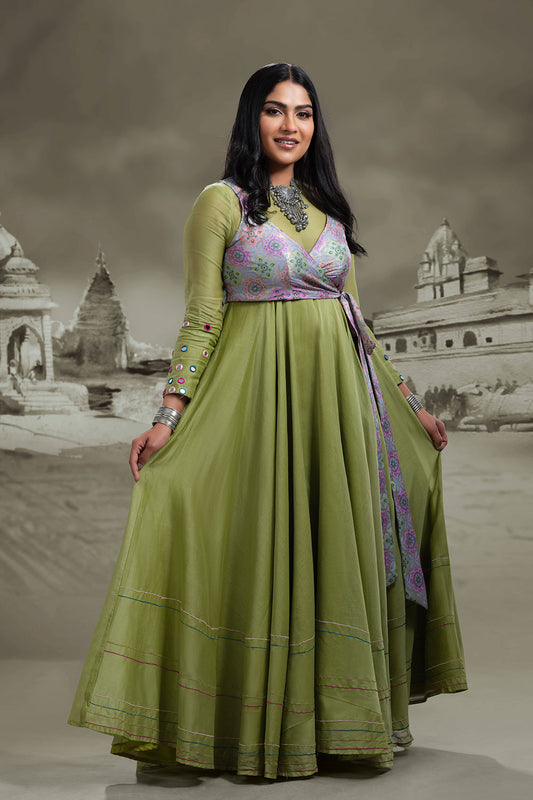 Pastel Banarasi Brocade Angarkha Jacket