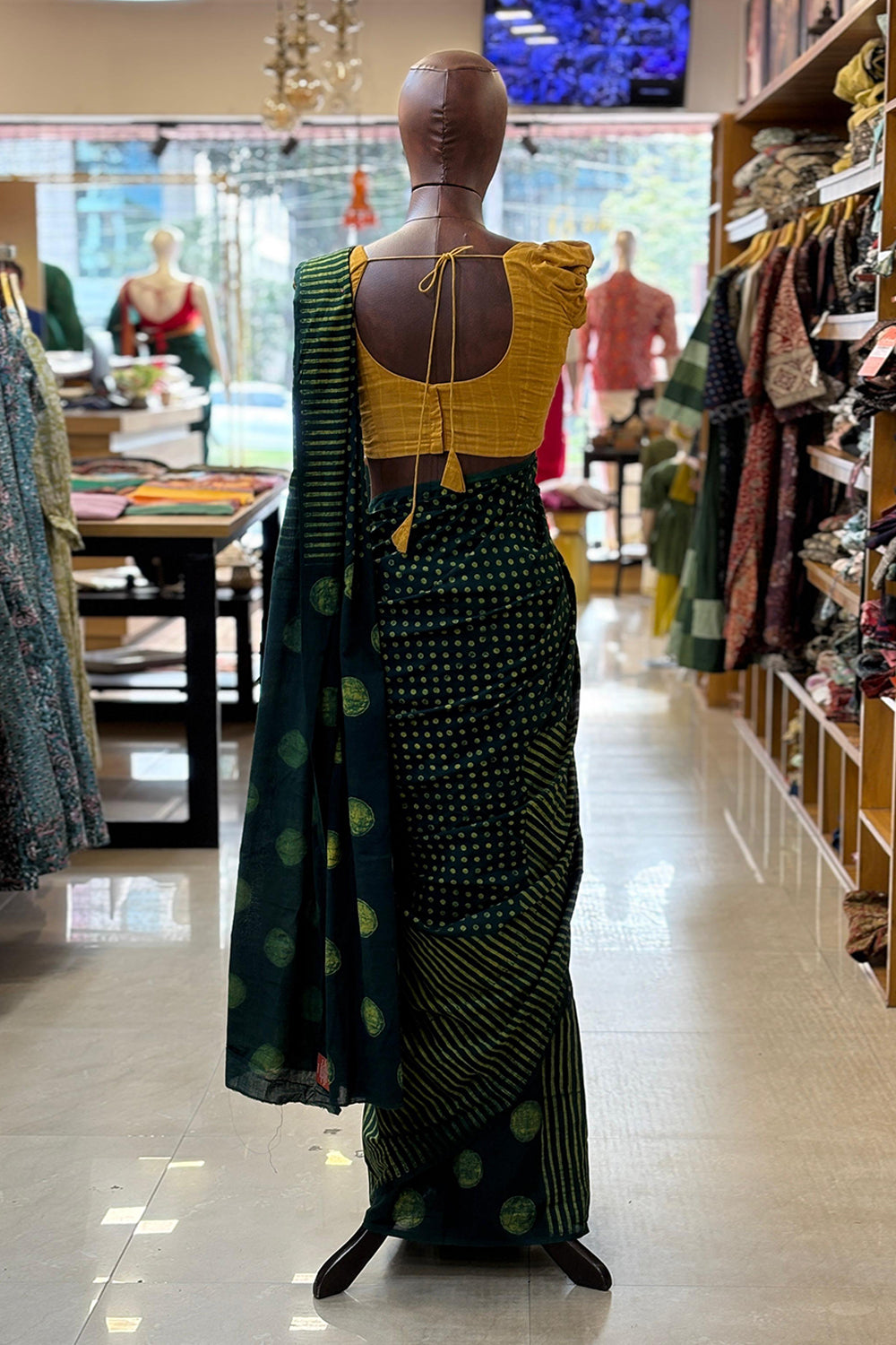 Green Mulcotton Saree