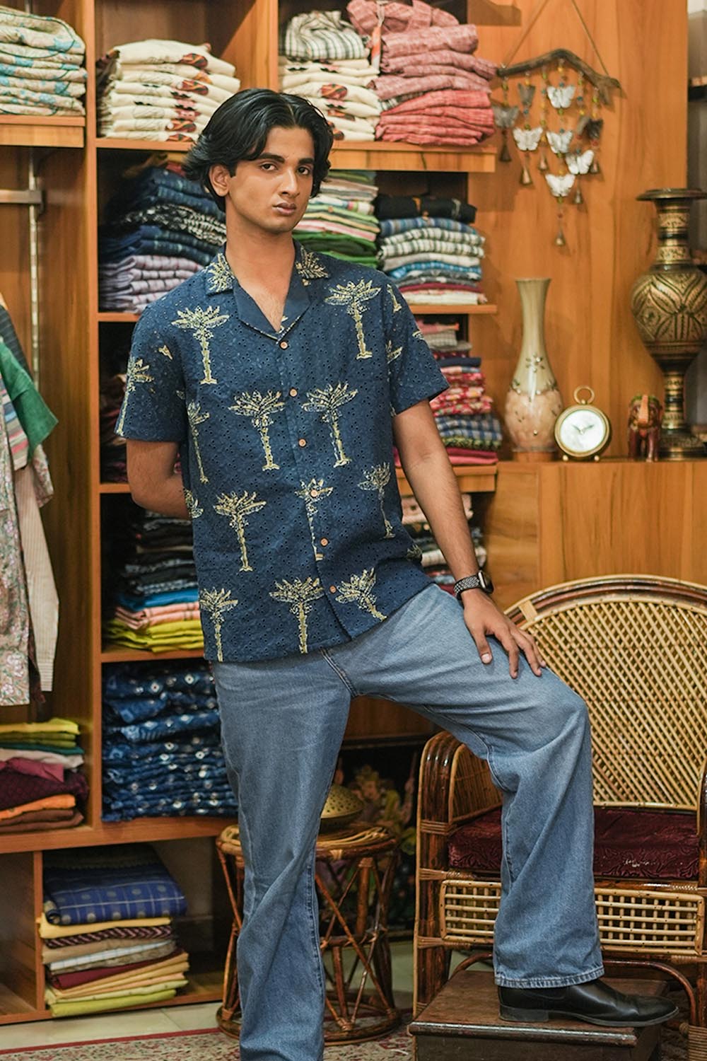 Blue Hakoba Half Sleeve Shirt