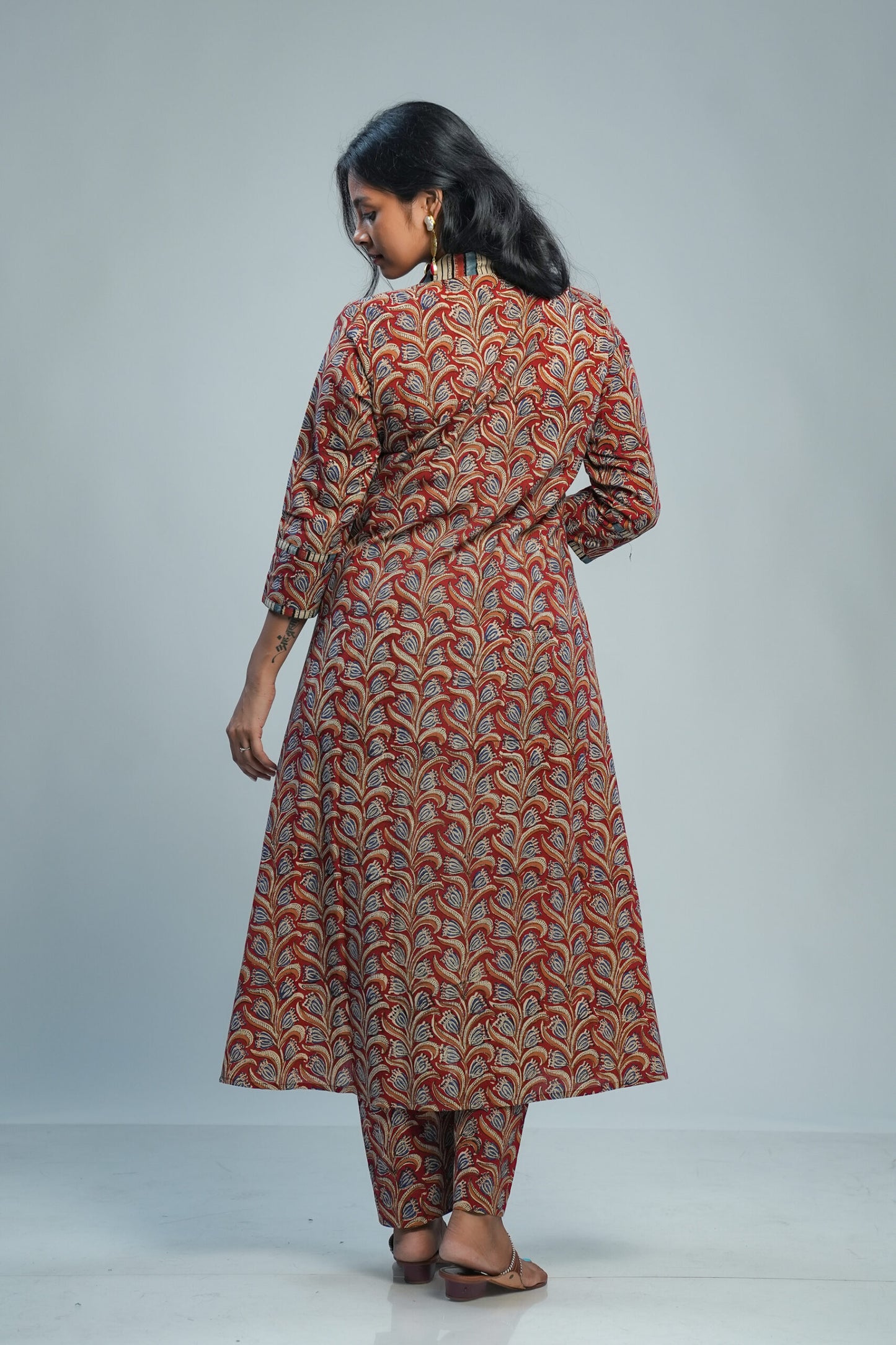 Maroon Kalamkari kurti with pant