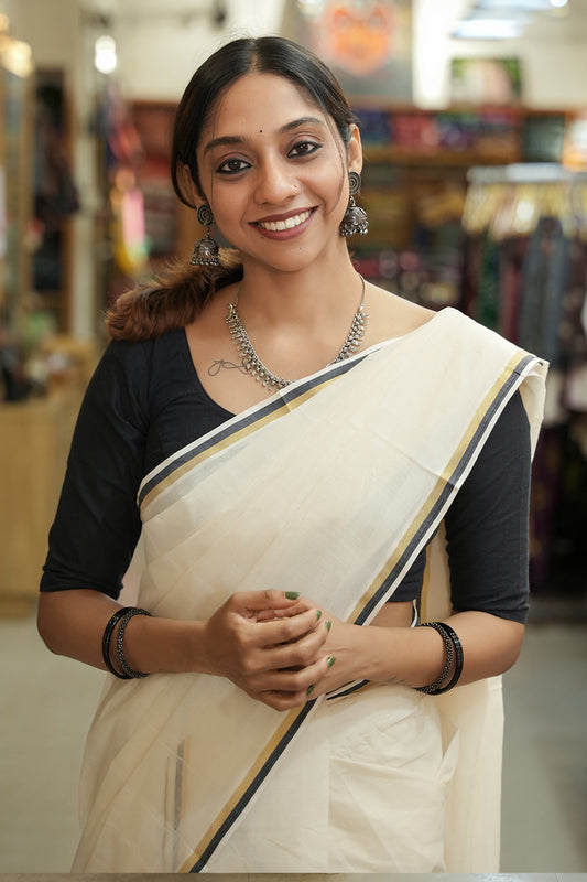 Black Puliyilakara Set Mundu