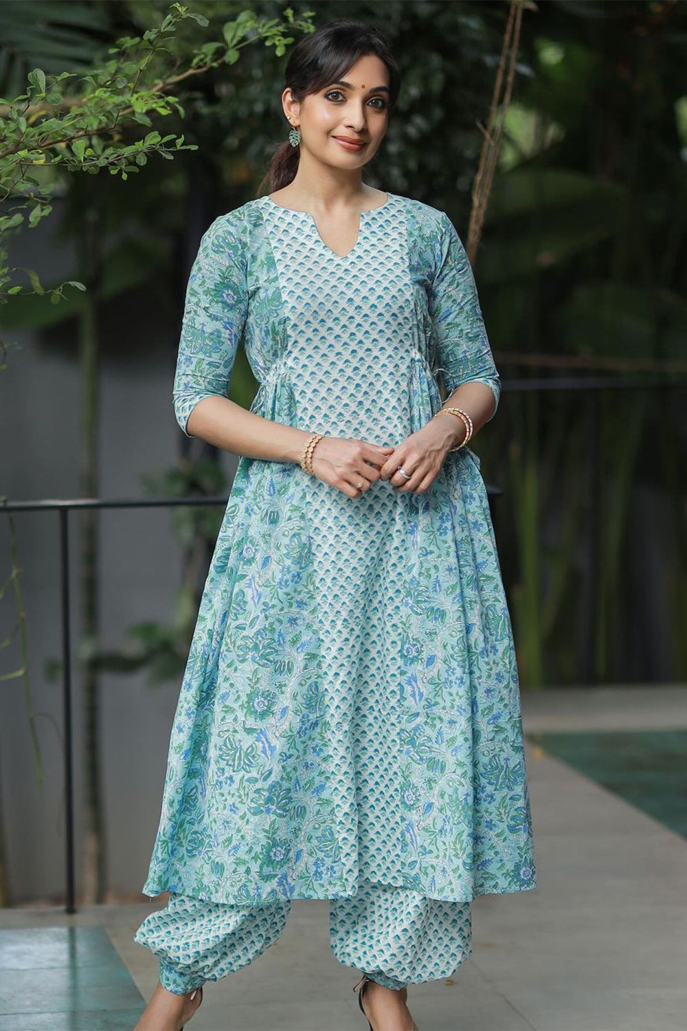 Ocean Blue Sanganeri Co-ord Set