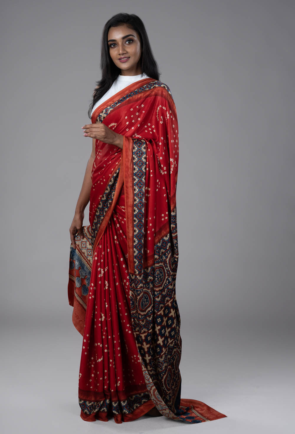 Modal Ajrakh With Bandhini