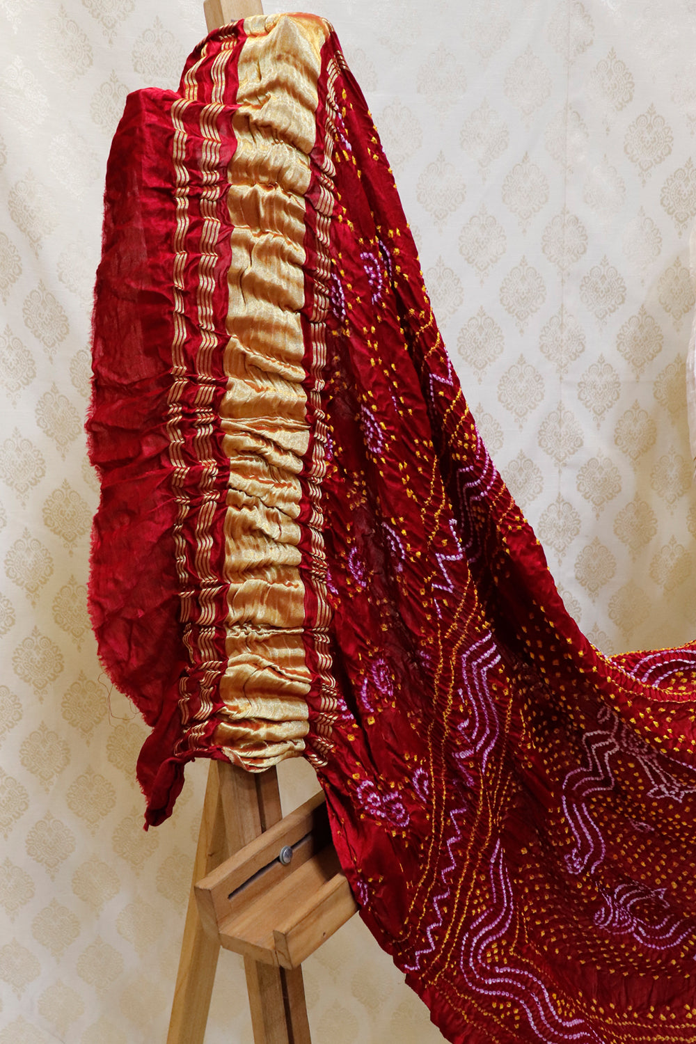 Gajji Silk Bandhini Red Colour Dupatta