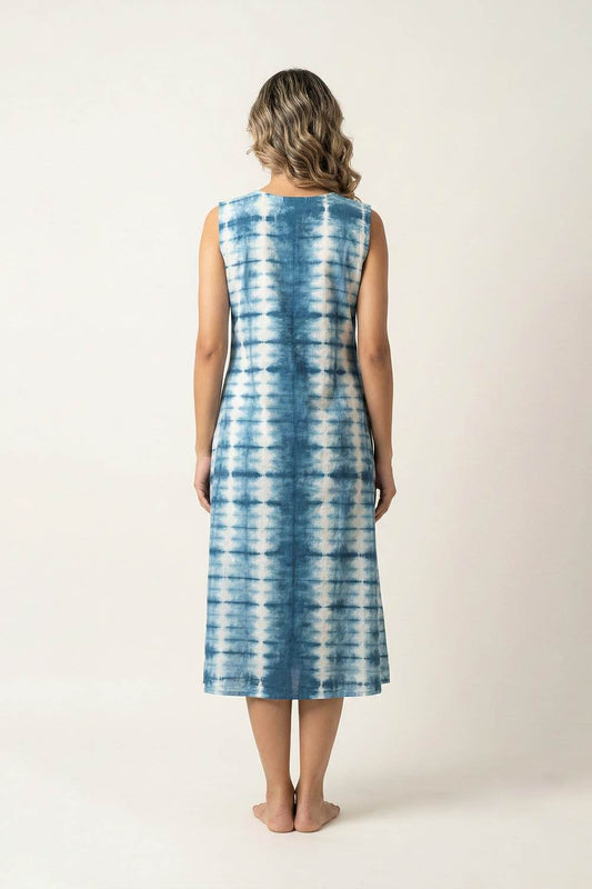 Blue & white Shibori A Line Kurti