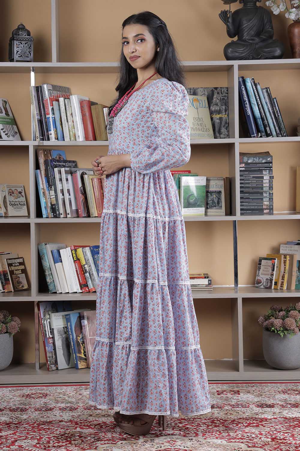 Pastel Blue Tiered Dress