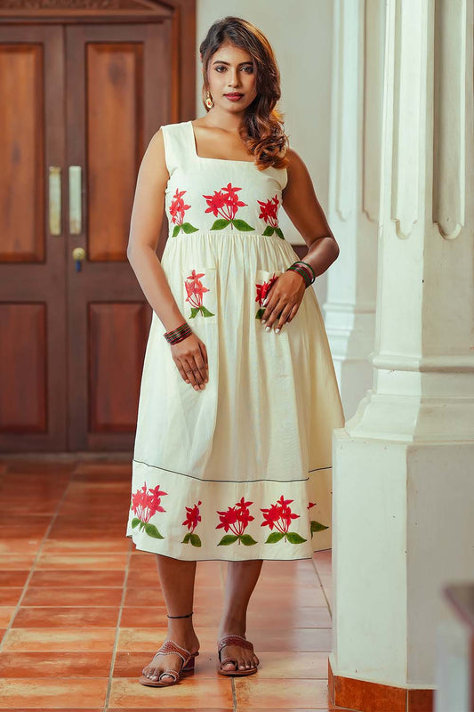 Chethi Handblock Printed Gathered Dress