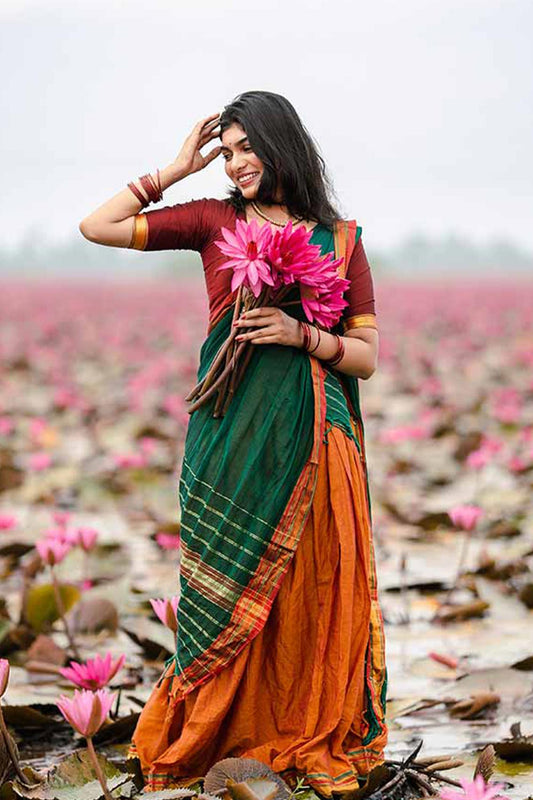 Narayananpethu Yellow 3 pcs Dhavani Set