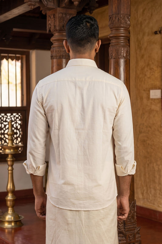 Offwhite Shirt with Crescent Shaped Motif