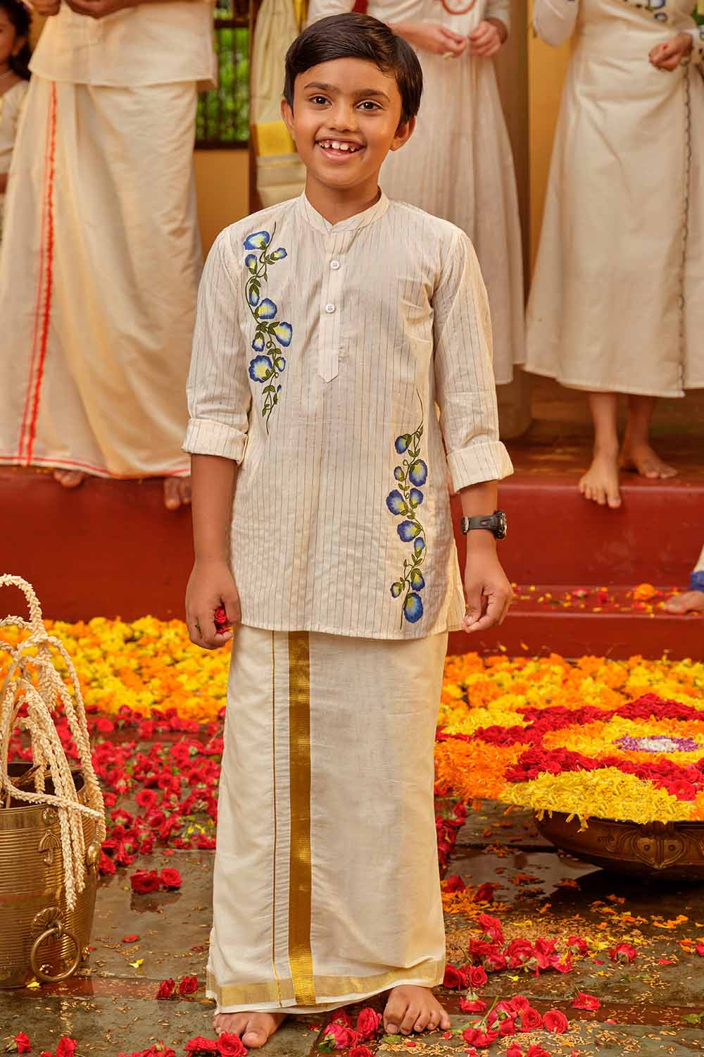 Shangupushpam Handpainted Offwhite Kurta