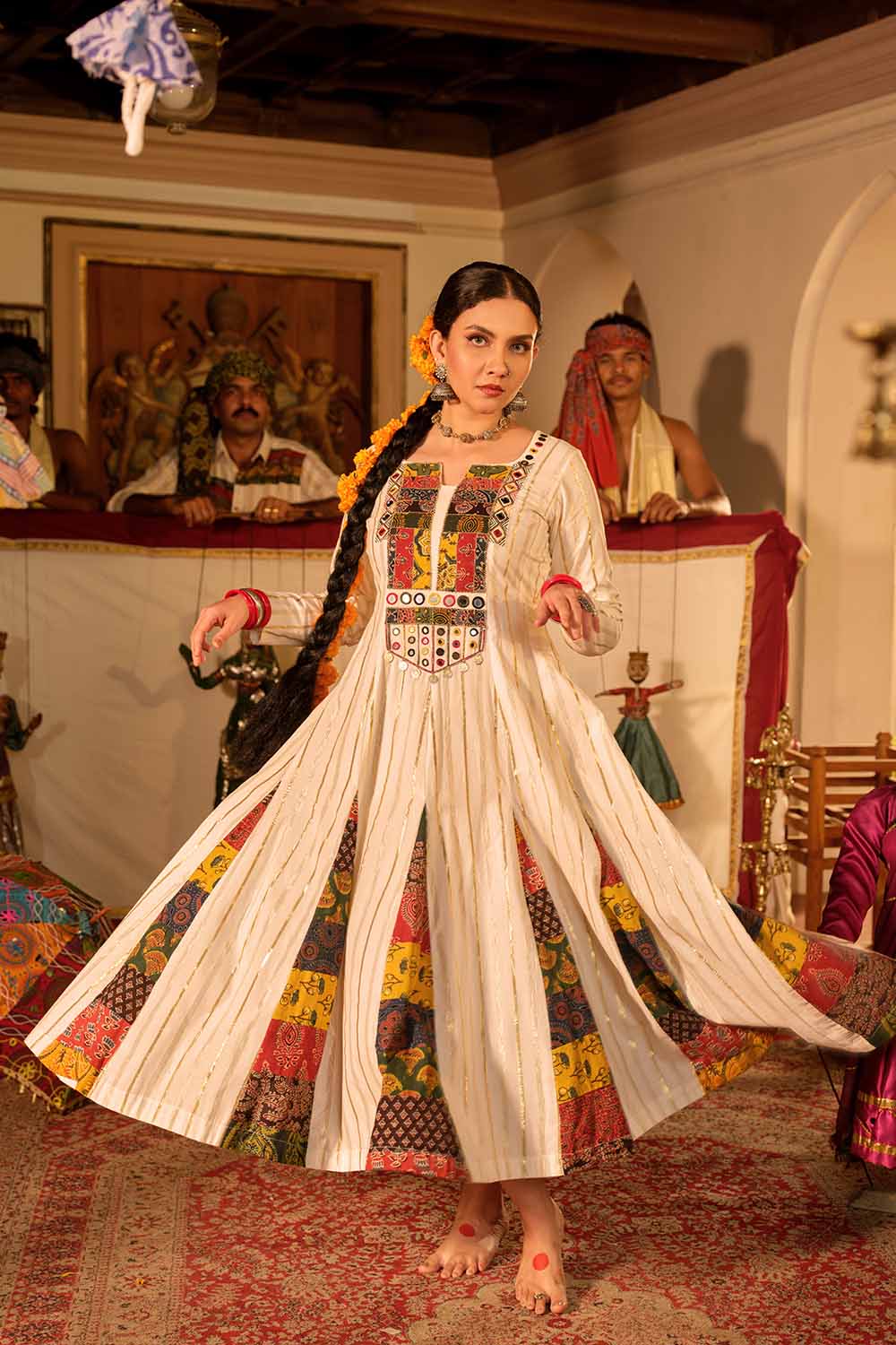 Offwhite Anarkali with Patch Godet