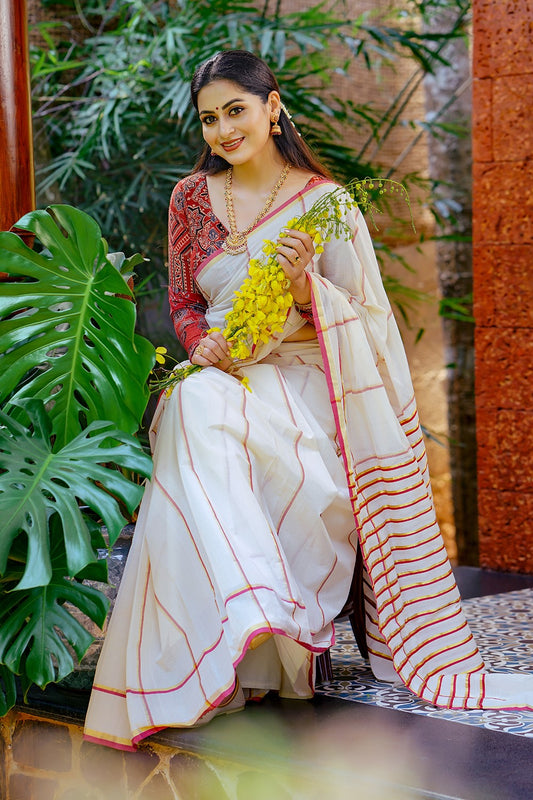 Red & Golden Border Handloom Saree