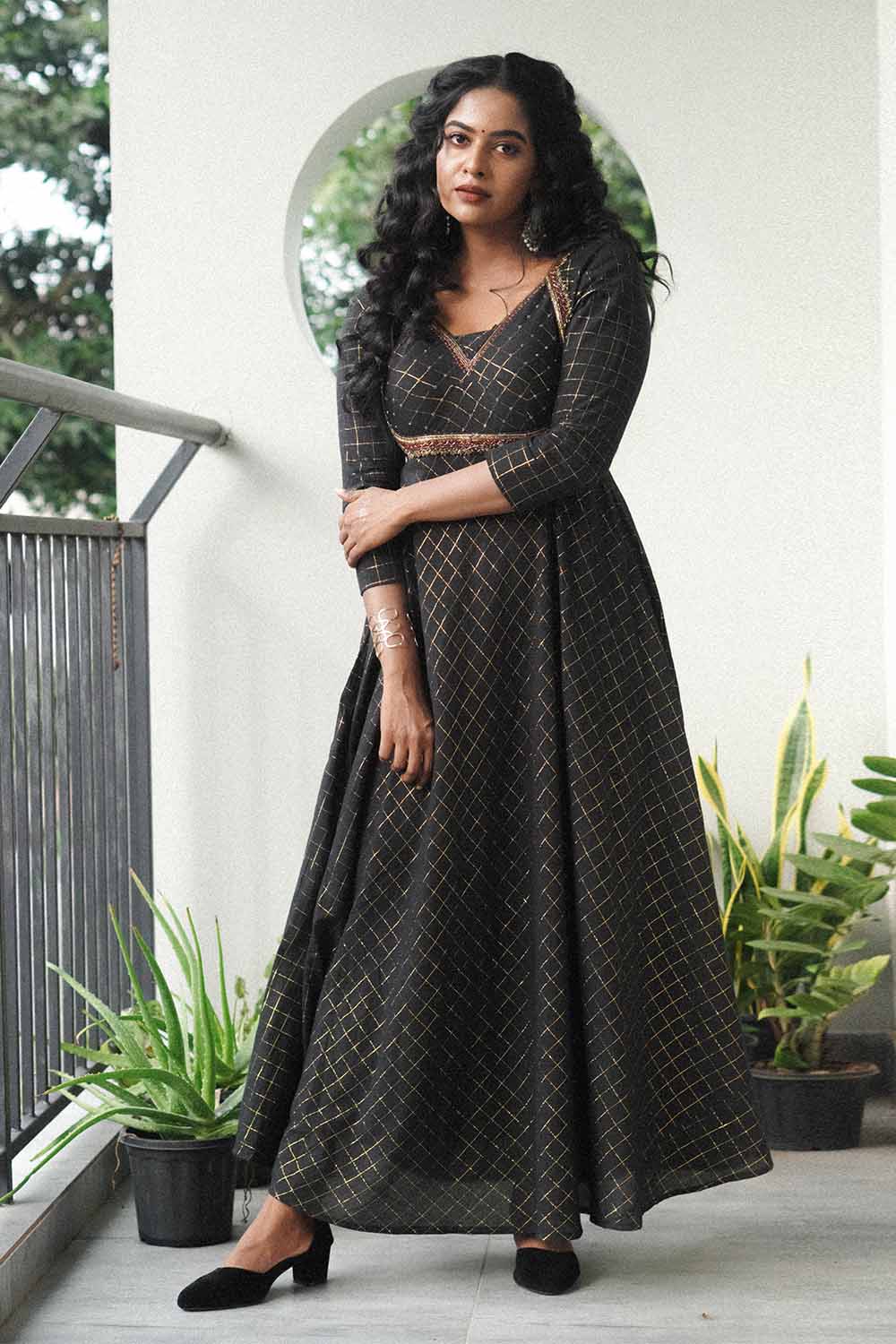 Black & Golden Katori Cut Umbrellacut Anarkali