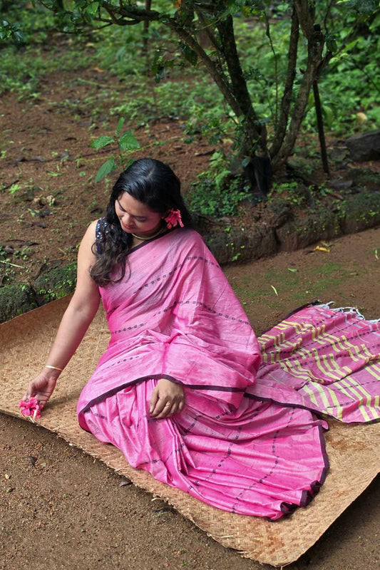 Pink Narayanpet Butterfly Saree