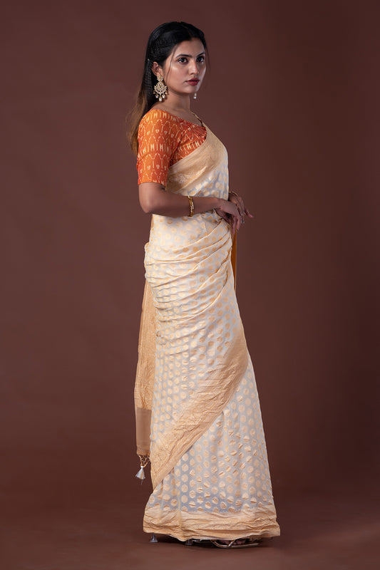 Banarasi Georgette Saree Offwhite & Gold