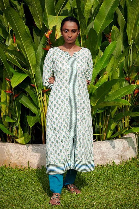 Sanganeri Printed A-Line Kurta