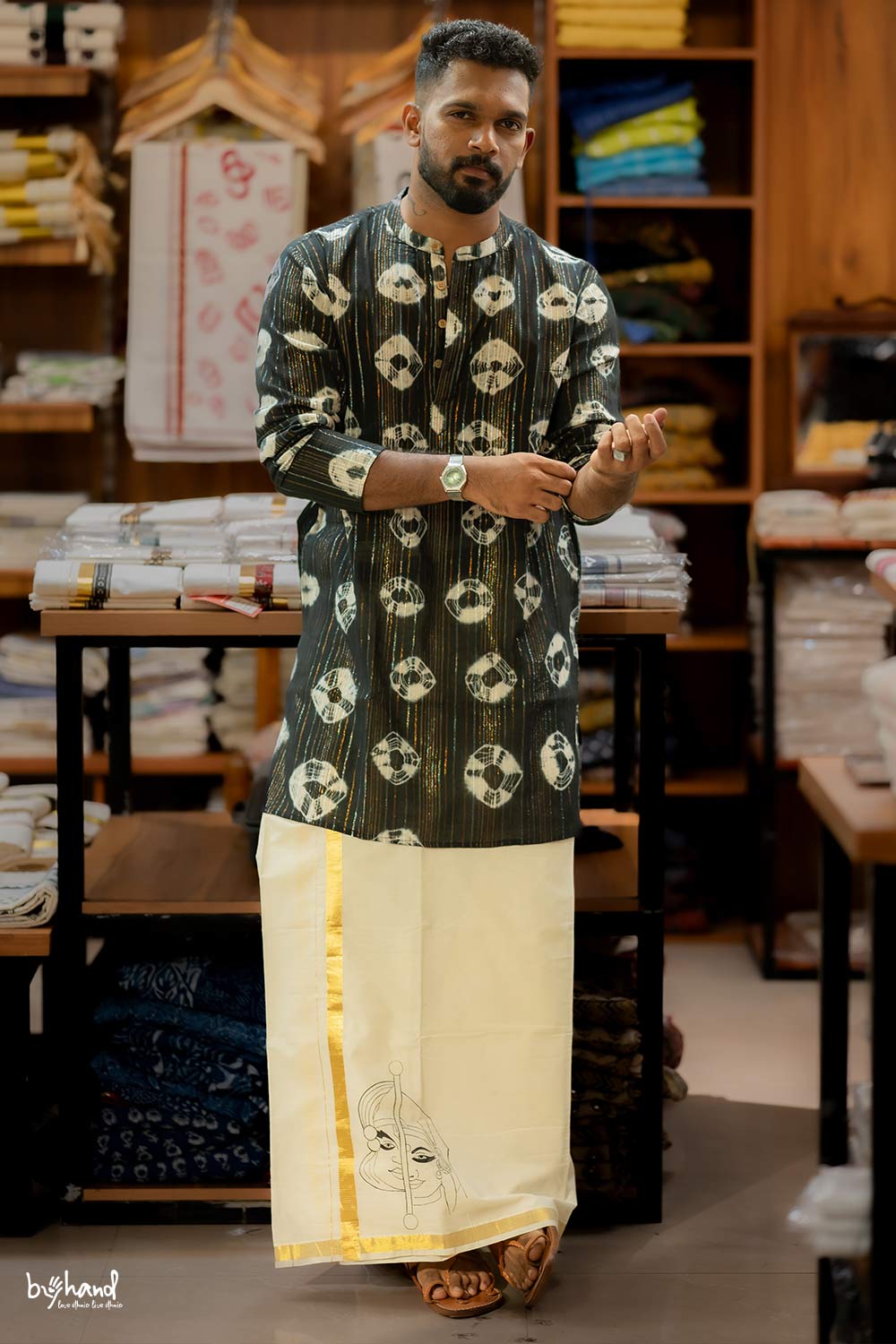 Black Shibori Full Sleeve Long Kurta