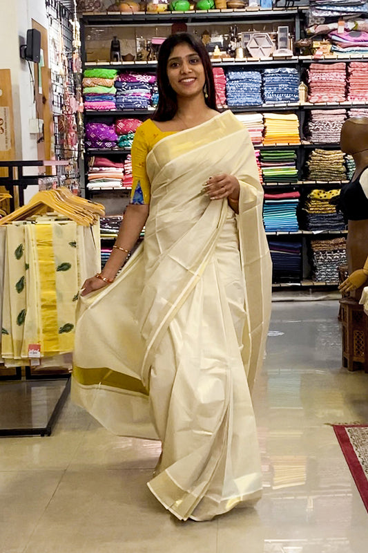 Ready to wear Kerala Golden tissue Saree