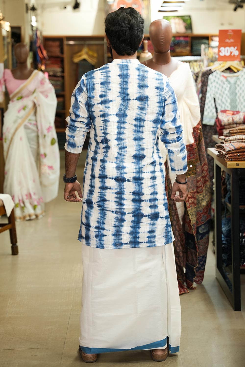 Blue Leharia Long Kurta