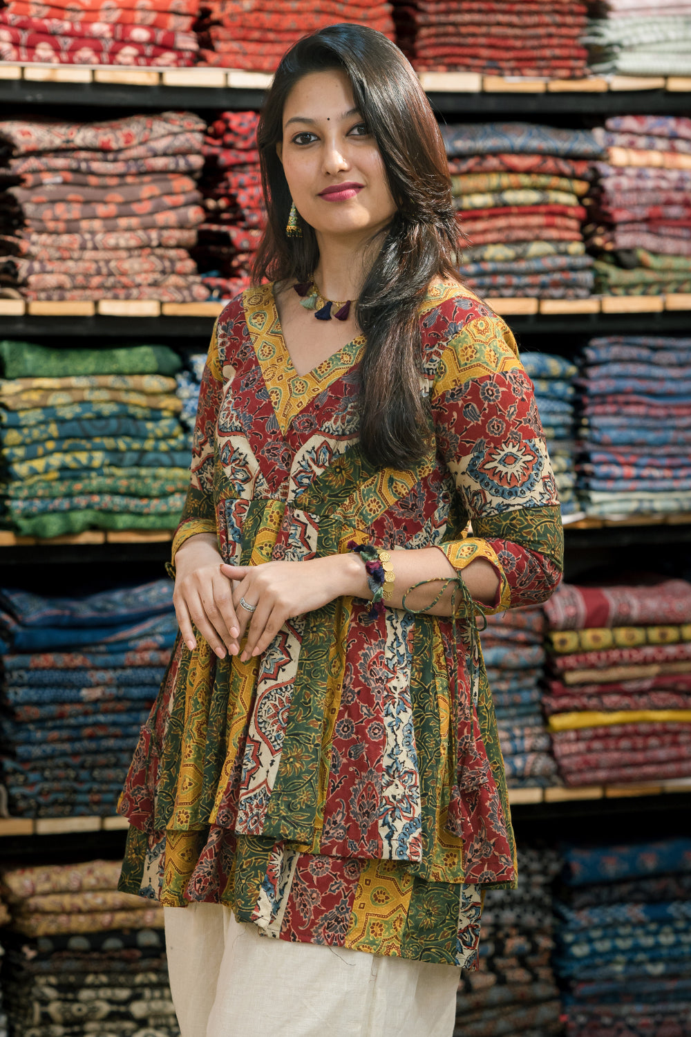 Ajrakh Multi Patch Peplum Top