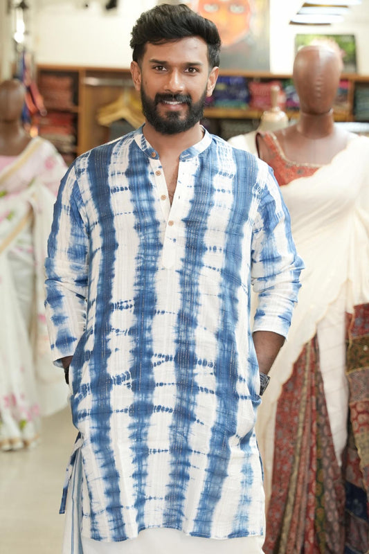 Blue Leharia Long Kurta