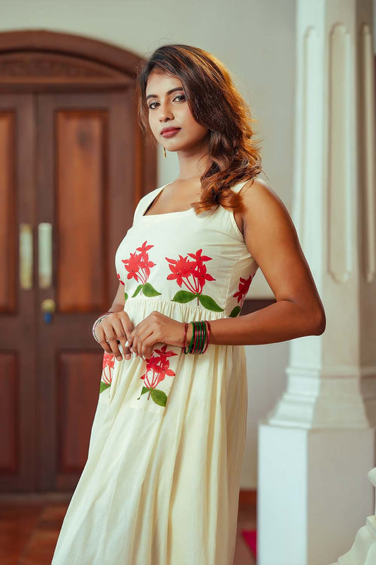 Chethi Handblock Printed Gathered Dress