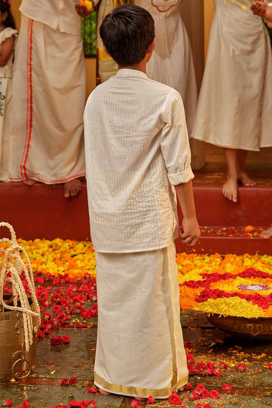 Shangupushpam Handpainted Offwhite Kurta