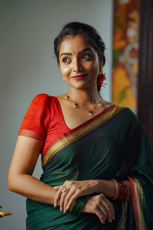 Green Smallogomi Broder Narayanpett Saree