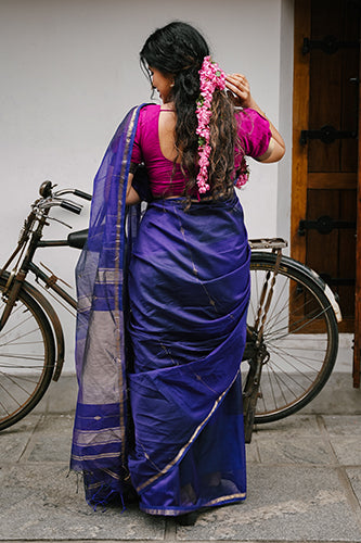 Maheswari Silk Blue & Green Dual Shade Saree