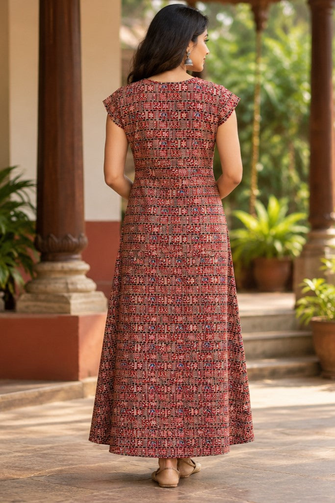 Ajrakh Tribal Print A Line Dress