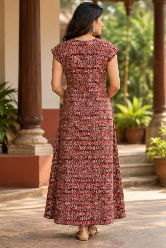 Ajrakh Tribal Print A Line Dress