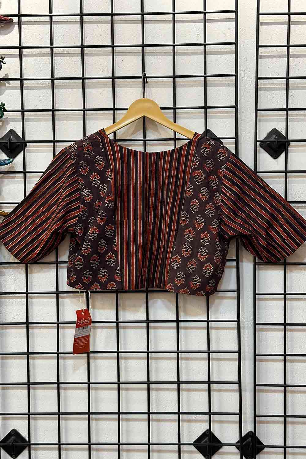 Brown Base Ajrakh Stripes