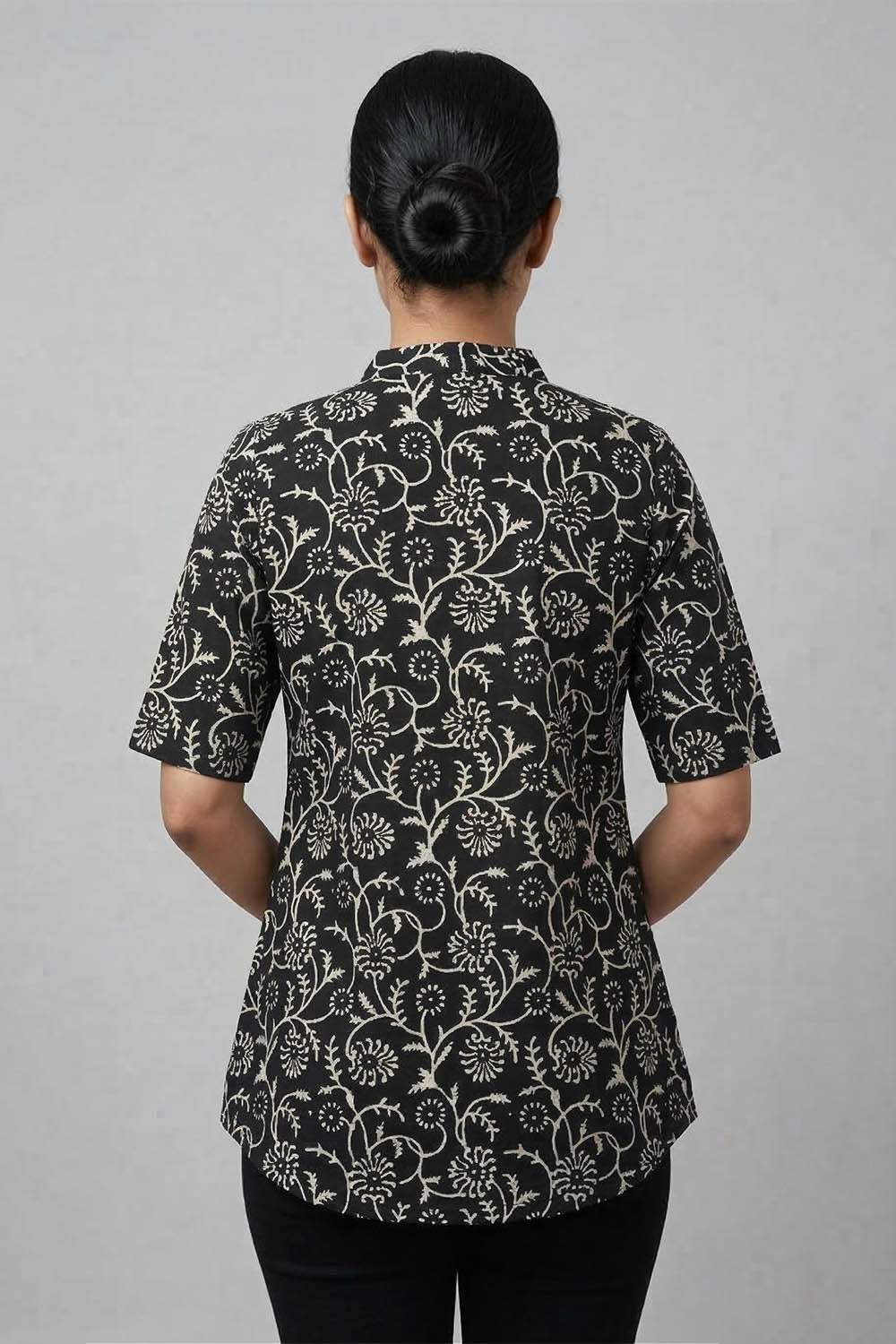 Black Short Top with White Prints