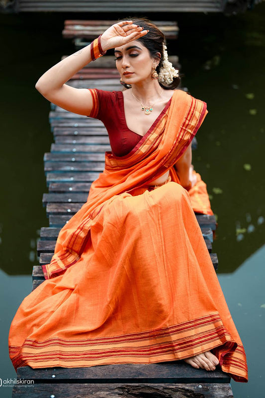 Narayanpet Orange Dhawani Set