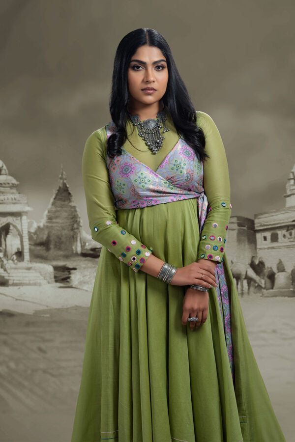 Pastel Banarasi Brocade Angarkha Jacket