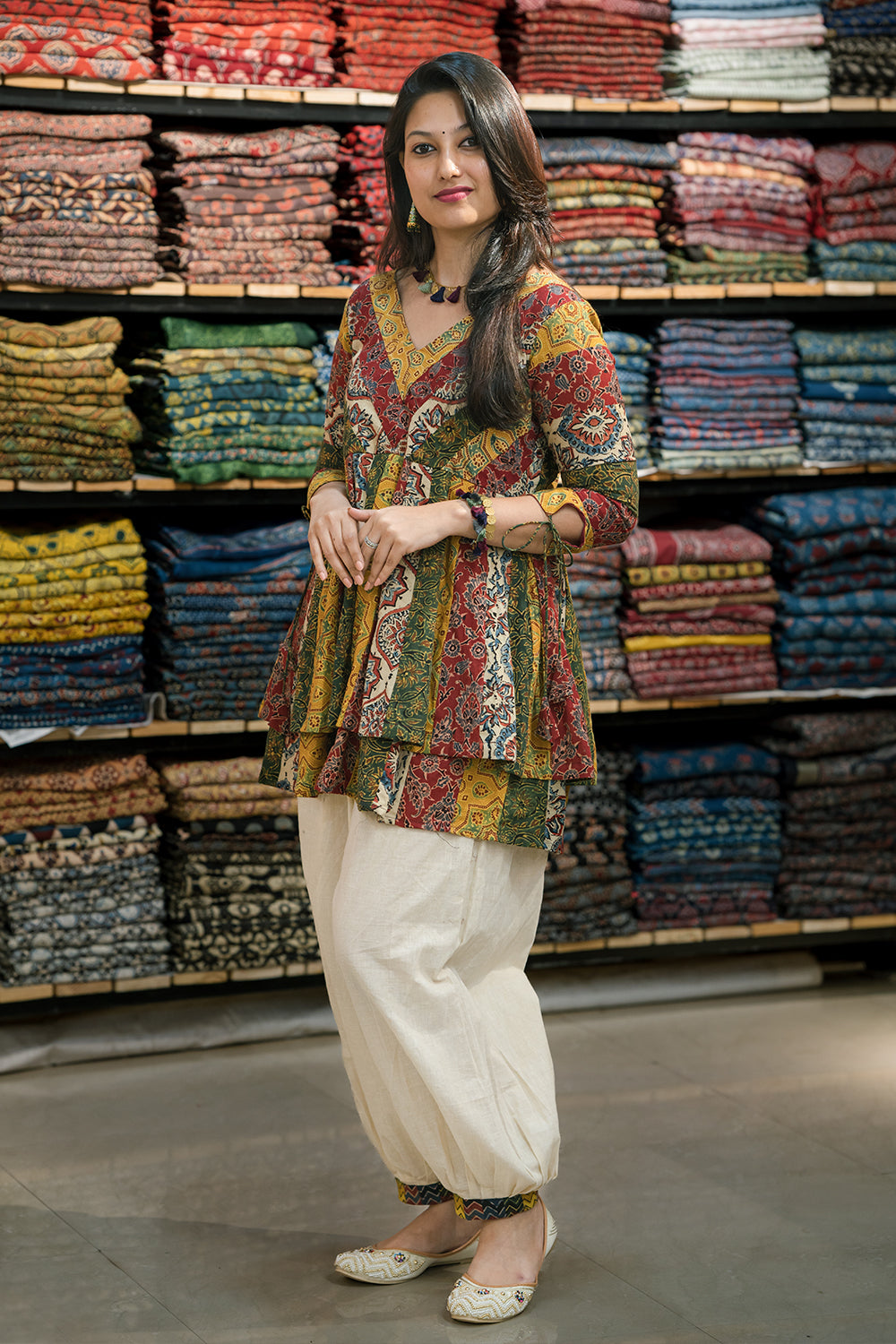 Ajrakh Multi Patch Peplum Top