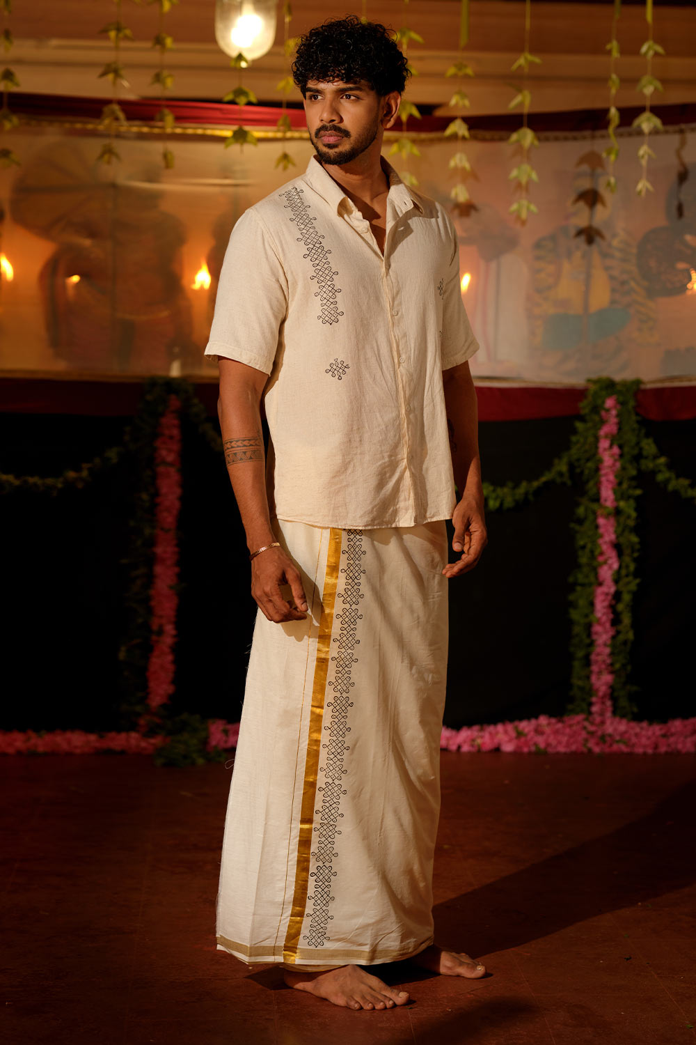 Offwhite HS Shirt With Rangoli Block Print