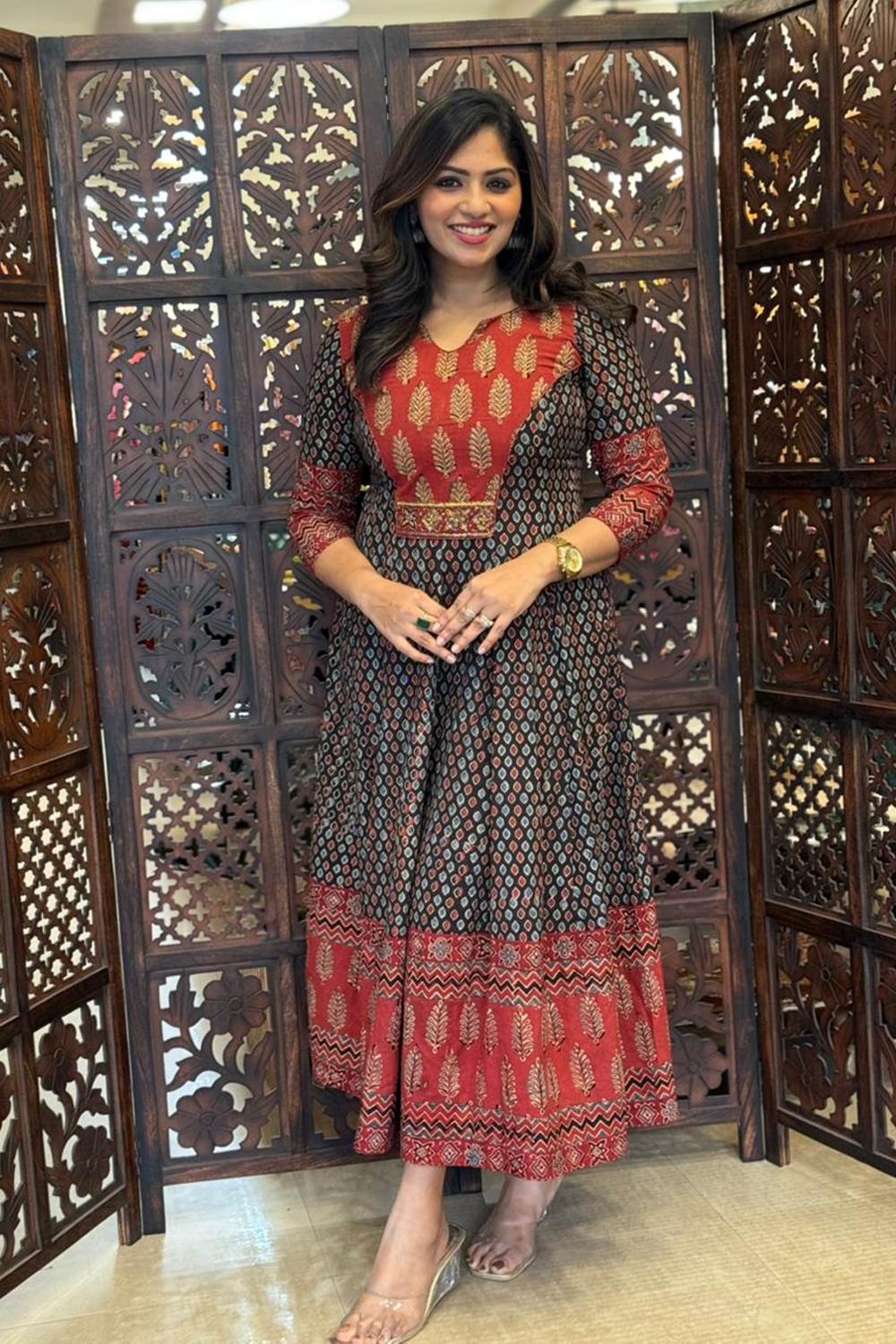 Black Eye Print Anarkali