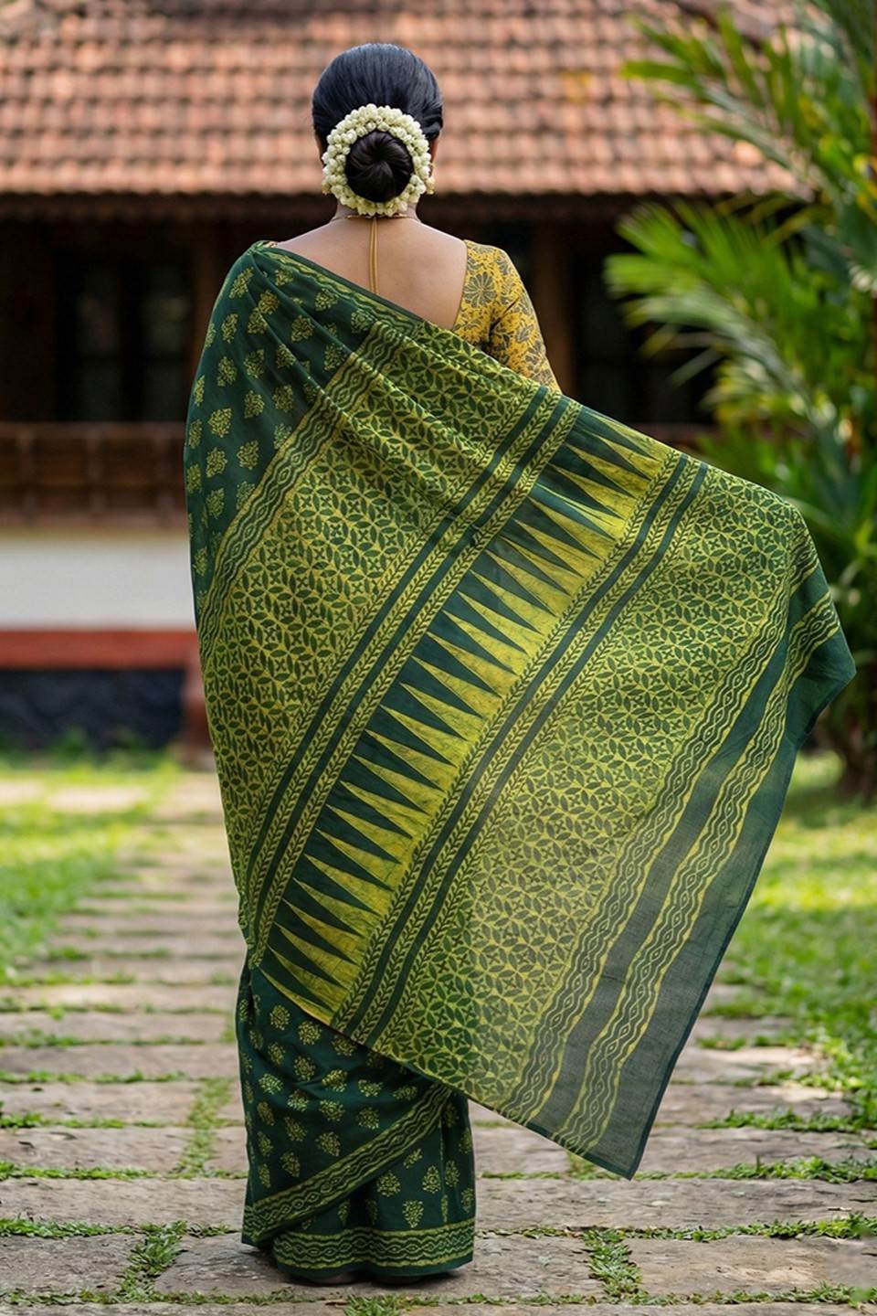 Green Mulcotton Saree