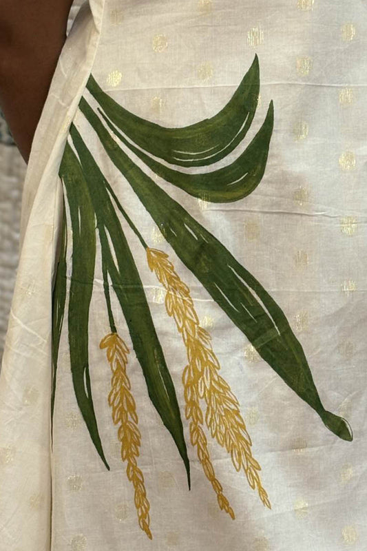 Nelkathir Handpainted Offwhite Aline Kurti