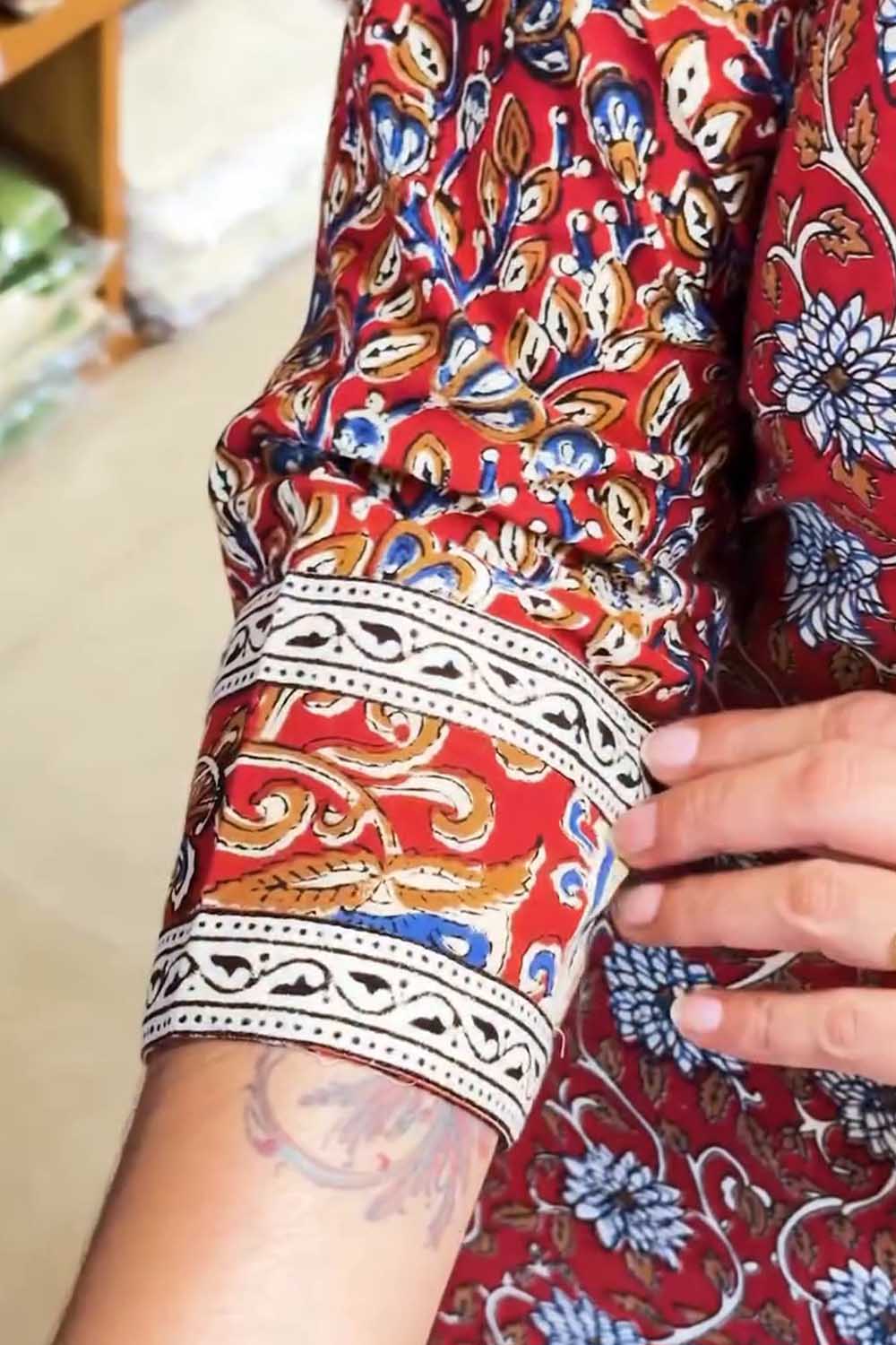 Kalamkari Lapel Collar Dress