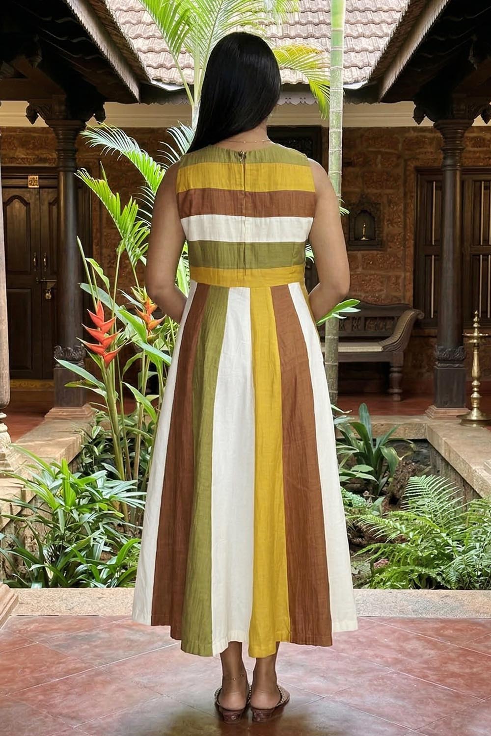 Harvest Theme Anarkali with Golden Nelkathir Embroidery