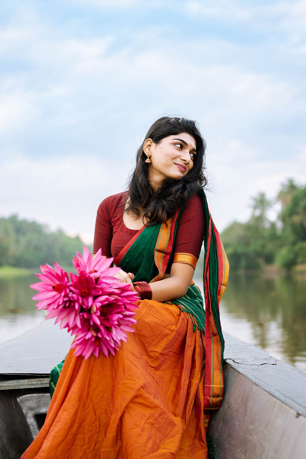 Narayananpethu Yellow 3 pcs Dhavani Set