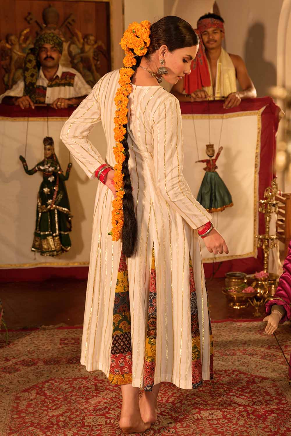 Offwhite Anarkali with Patch Godet
