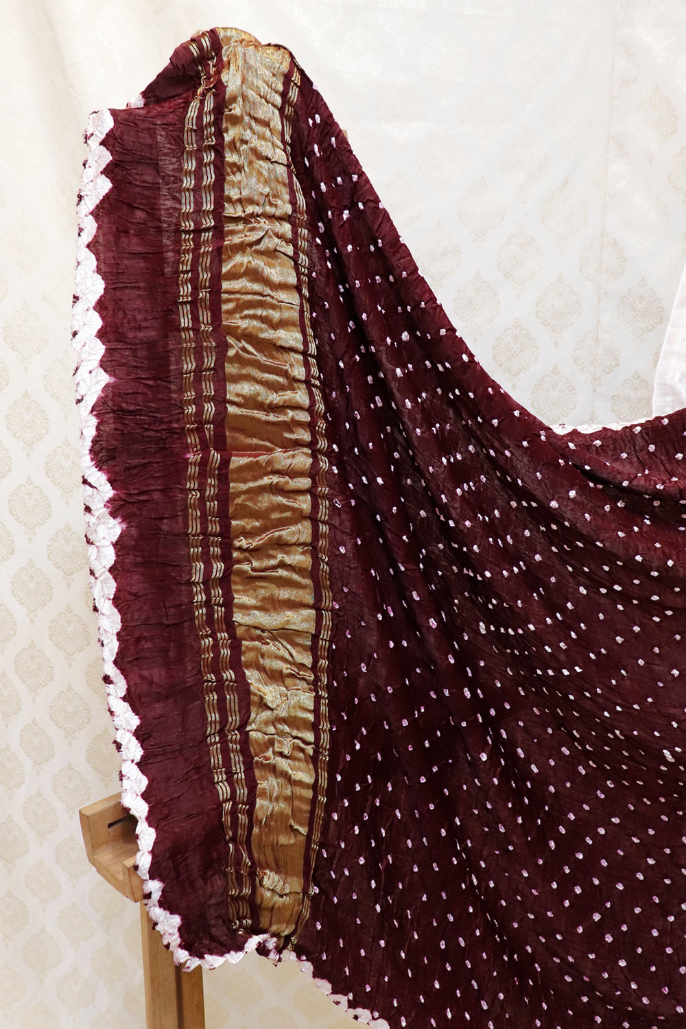 Modal Silk Dark Maroon Base Tissue Pallu