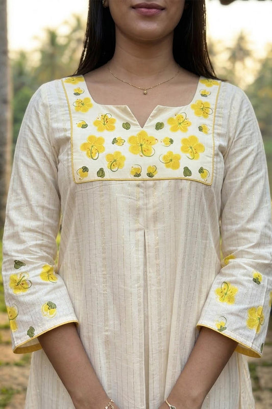 Offwhite Kanikonna Handpainted A Line Dress