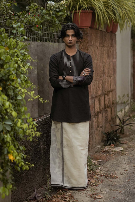 Black Full Sleeve Short Kurta