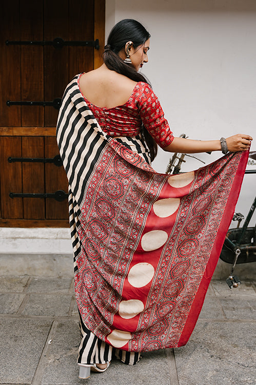 Modal Silk Pure Ajrakh Saree