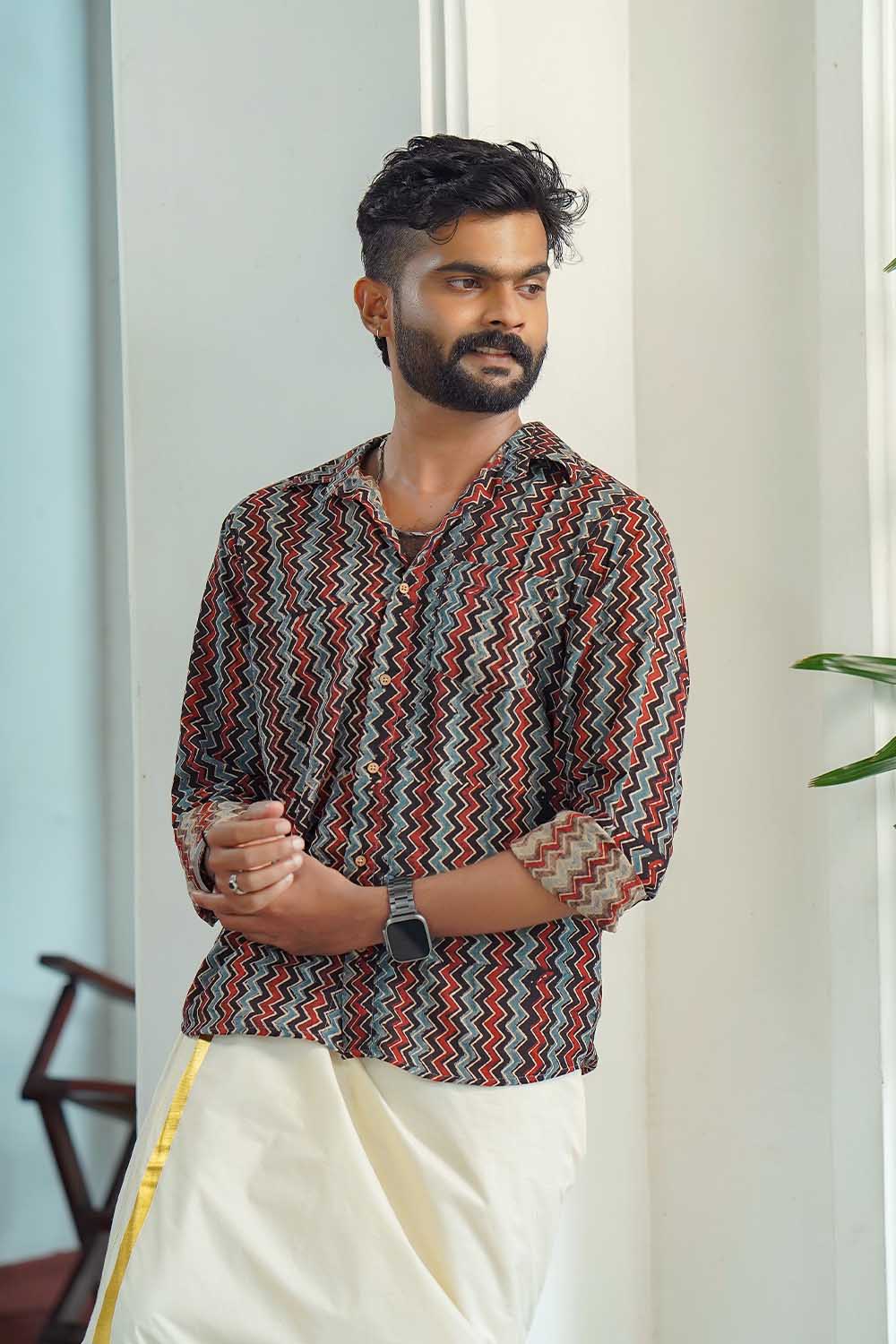 Black Zigzag Full Sleeve Shirt