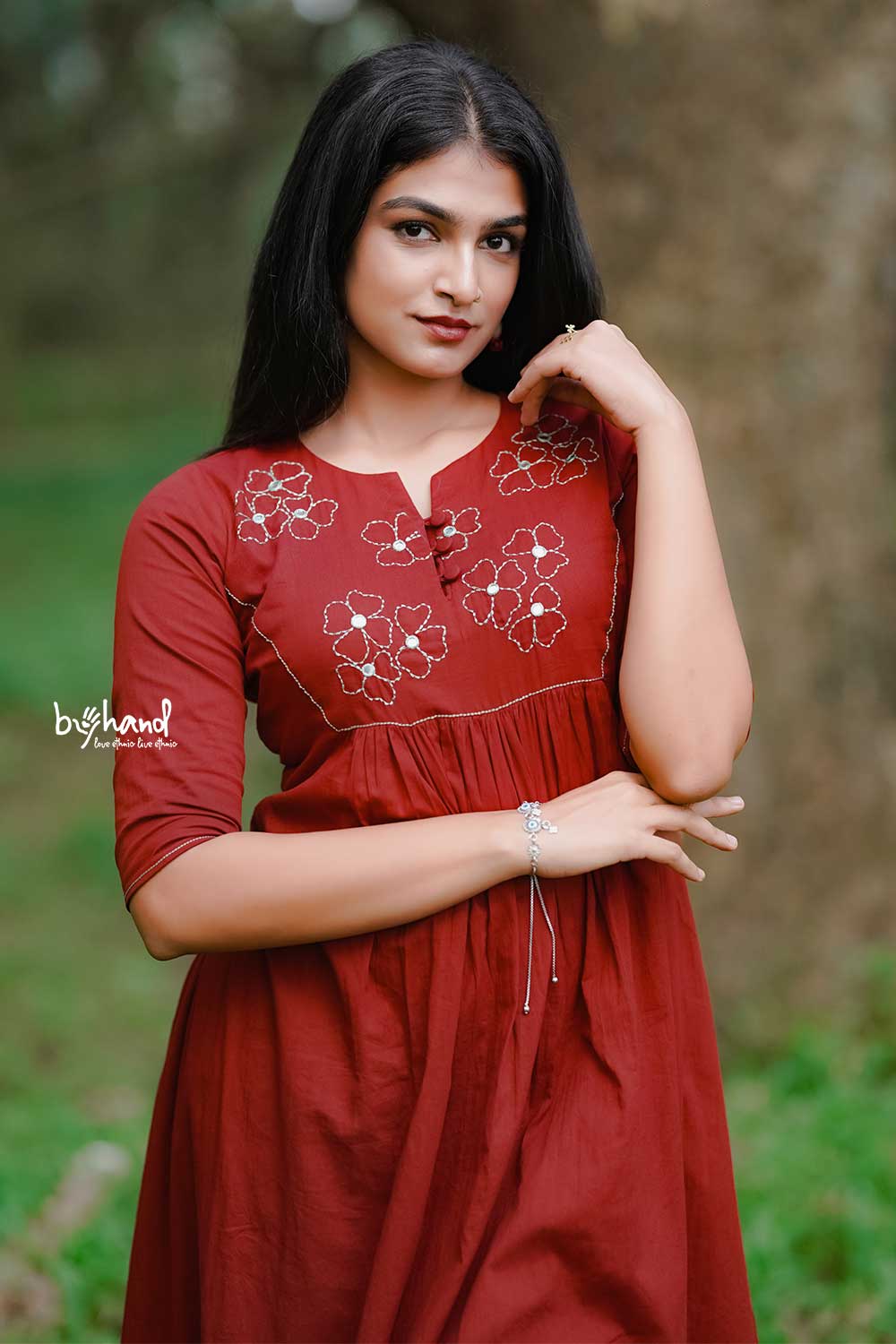Flower mirror work Dress